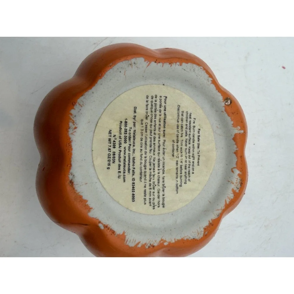 Halloween Jack O Lantern Pumpkin Ceramic Candle Holder Orange Black Decor